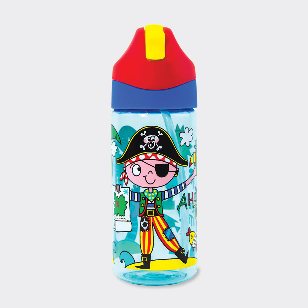 Rachel Ellen Designs Kindertrinkflasche 350 ml – mit Strohhalm, Kunststoff, Pirat