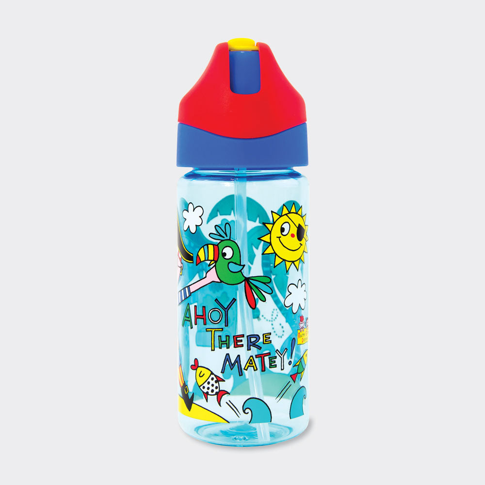 Rachel Ellen Designs Kindertrinkflasche 350 ml – mit Strohhalm, Kunststoff, Pirat