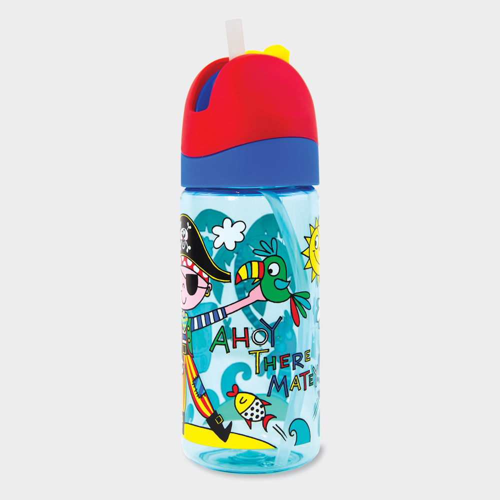 Rachel Ellen Designs Kindertrinkflasche 350 ml – mit Strohhalm, Kunststoff, Pirat