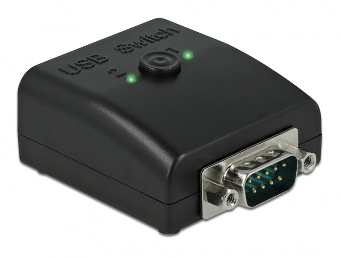 DeLOCK Seriell-Umschalter RS-232 (DB9) zu 2× USB-B – FTDI FT231XS, für Windows 8.1/10, Schwarz