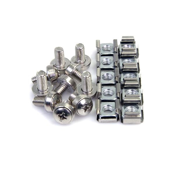 StarTech.com Schrauben + Käfigmuttern M6 – Kuppelkopf, 12 mm, Metall, Silber, 100 Stk.