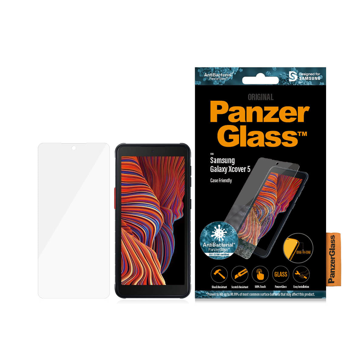 PanzerGlass Displayschutz (Panzerglas), Case Friendly – für Galaxy Xcover 5