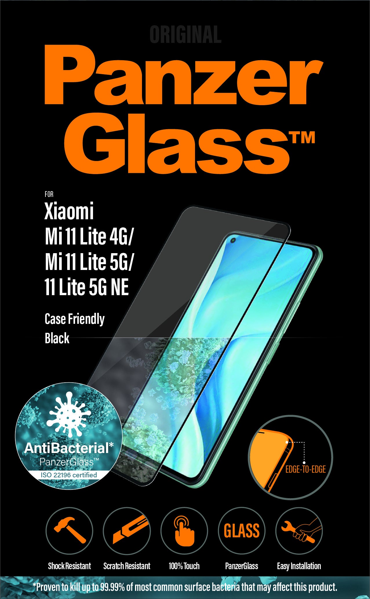 PanzerGlass Displayschutz (Panzerglas), Case Friendly – für Xiaomi Mi 11 Lite