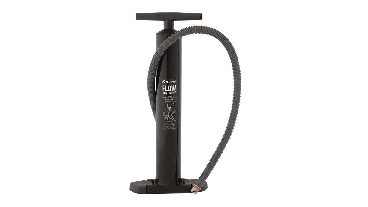 Outwell Flow Boden-Luftpumpe Camping – Integriertes Druckmessgerät, Schlauch 1,2 m, max. 1,7 bar – für Fahrrad