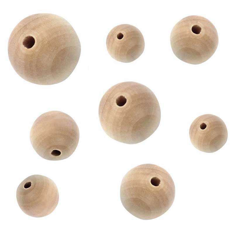 Rico Design Holzperlen, rund – natur – Ø 35 mm – 7 Stk.