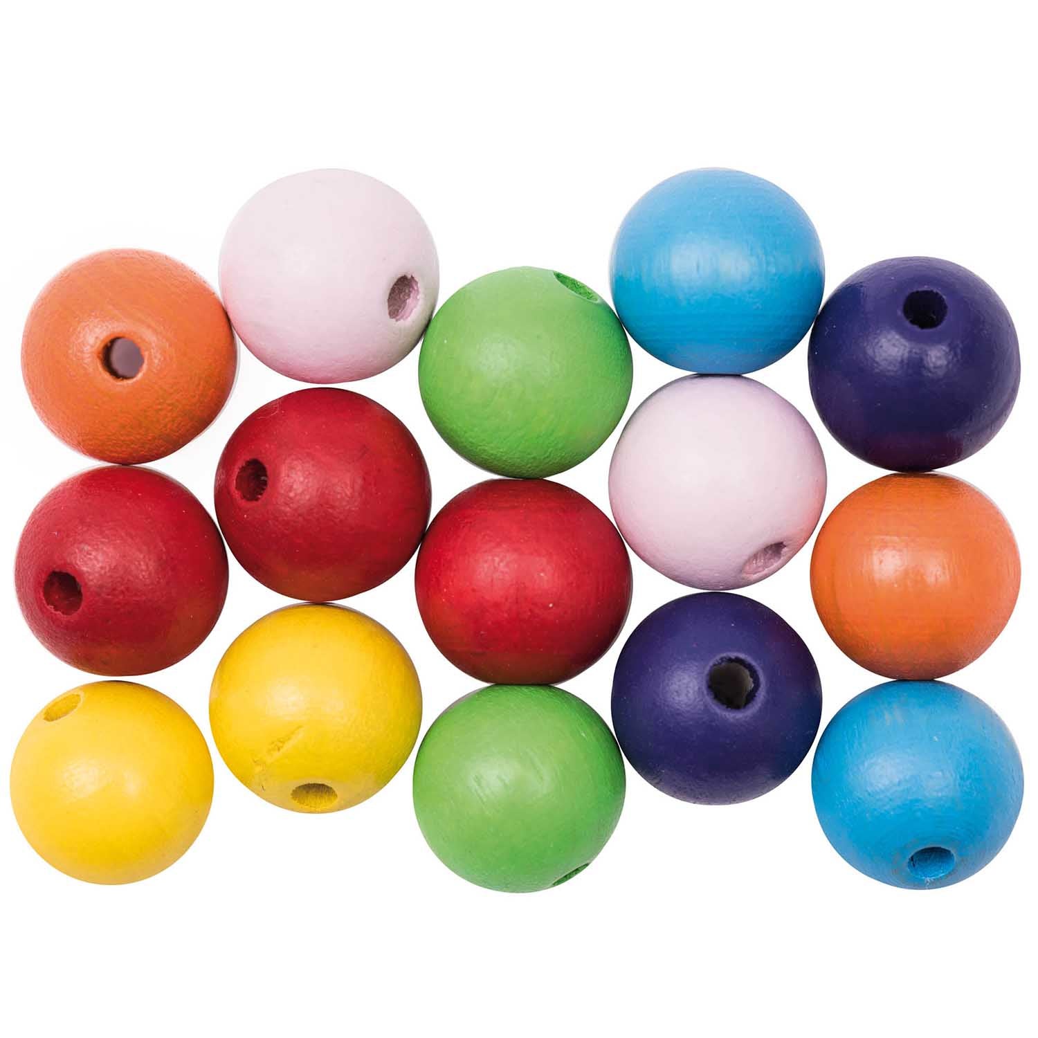 Rico Design Holzperlen – Mehrfarbig – Ø 12 mm – 15 Stk.