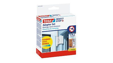 tesa Klemmadapter-Set – für Fliegengitter, faltbar, Tür – 3er-Set – Weiss