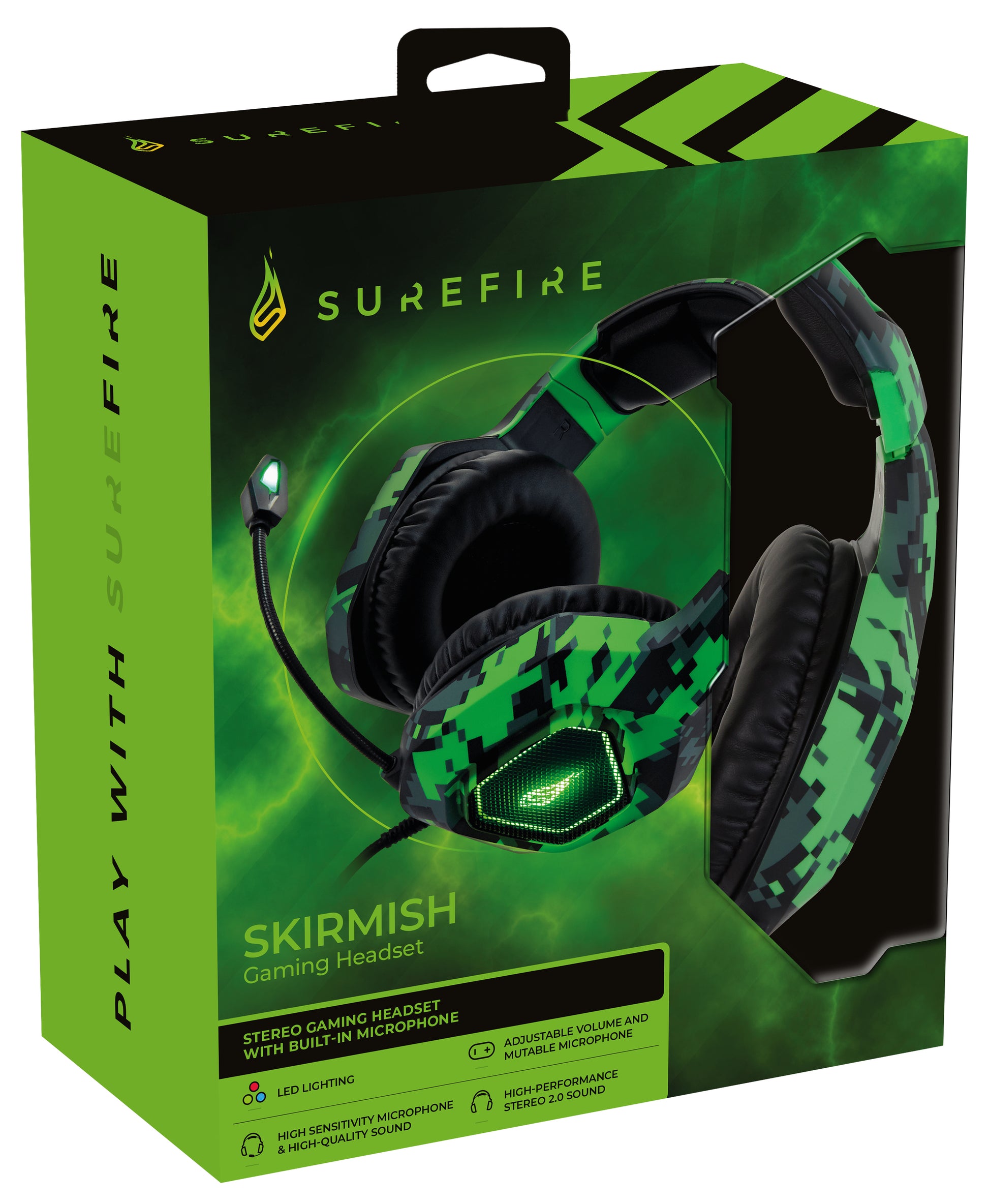 SureFire VERBATIM Skirmisch Gaming-Headset – Stereo, Kabel (3,5 mm Klinke + USB-A), für PC, PS5, Xbox und mehr, Schwarz