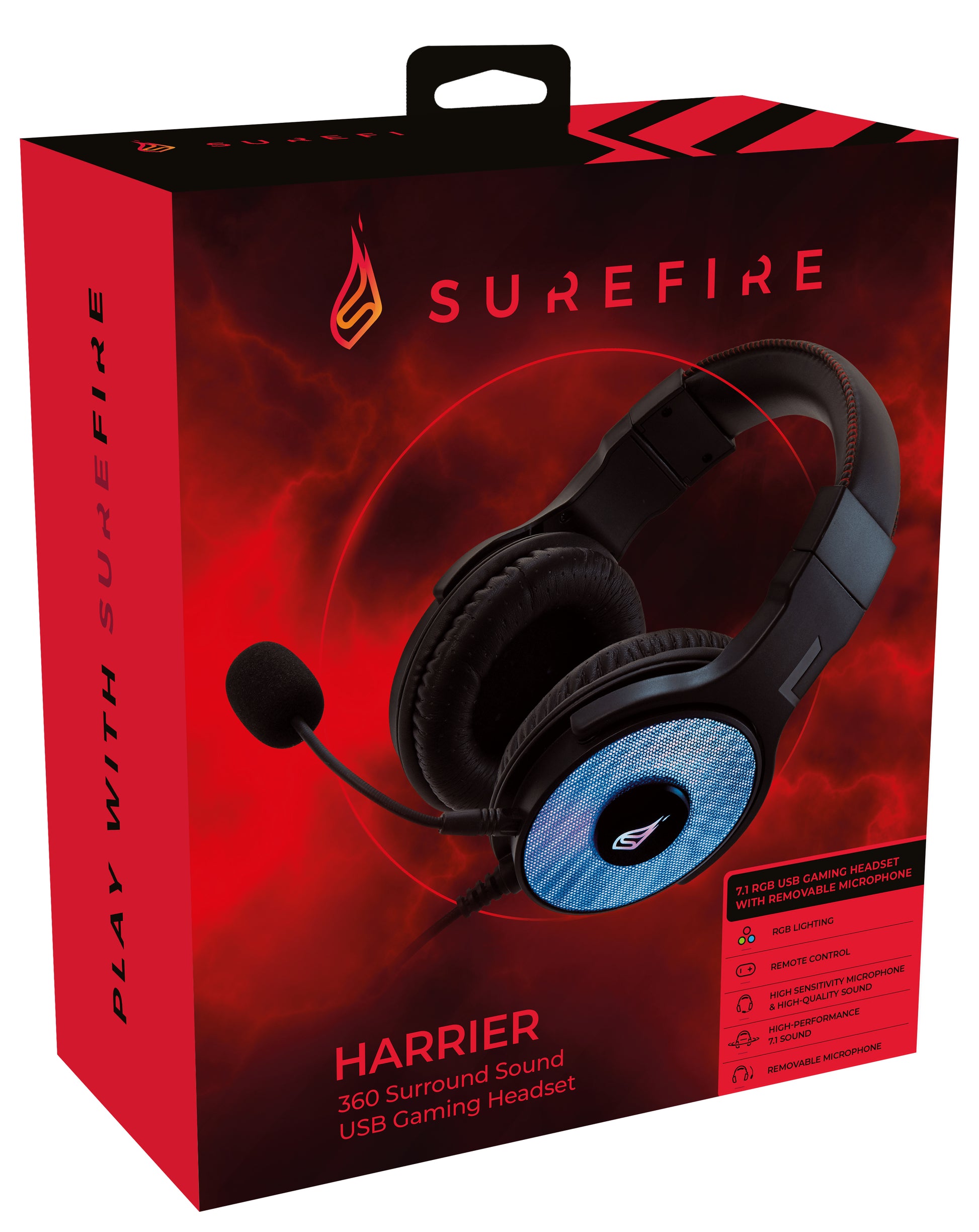 SureFire Harrier Gaming-Headset – On-Ear, Stereo, Kabel (USB-A), für PC, PS5, Xbox Series X/S und mehr