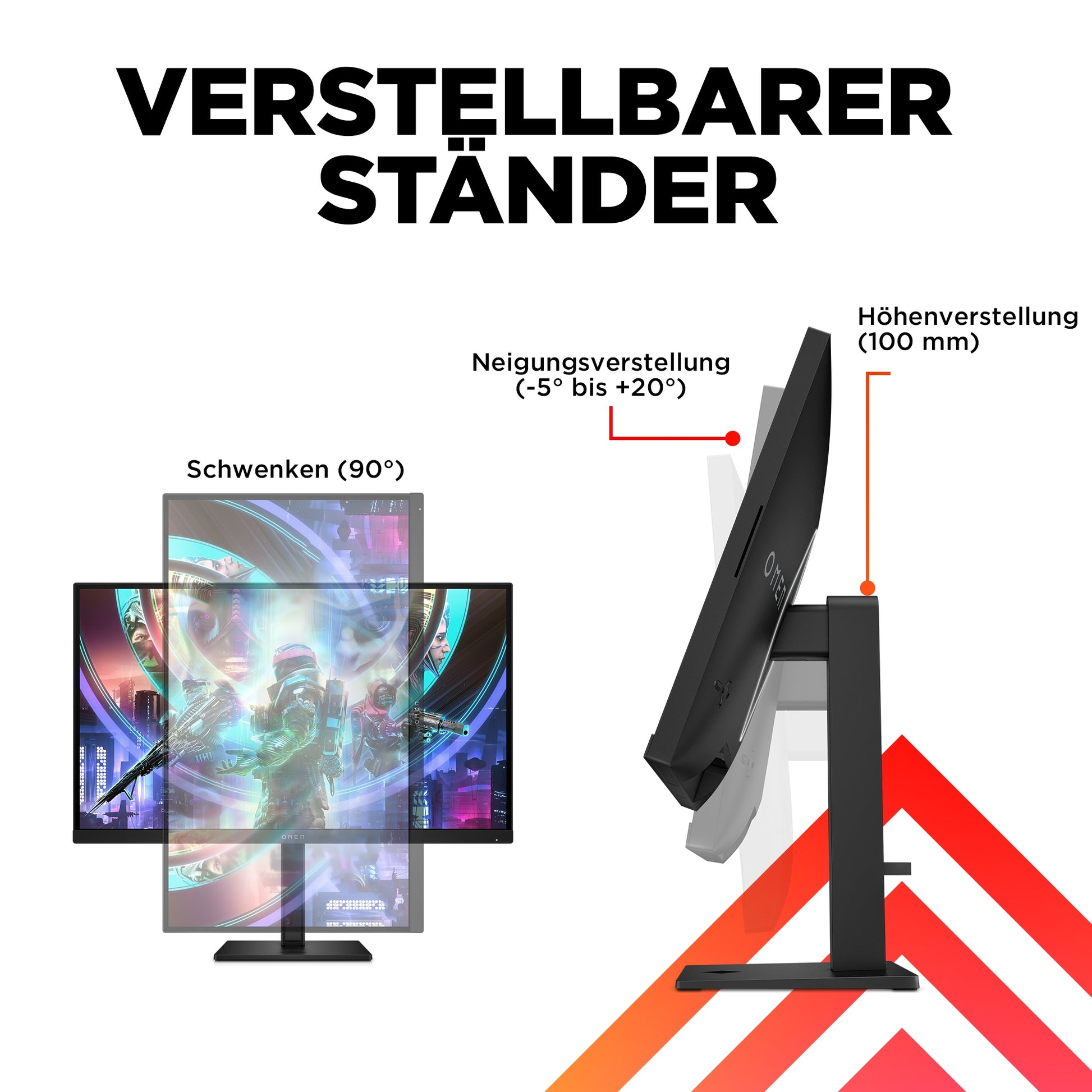 HP OMEN 27qs – Monitor, 27" 2560 × 1440 (WQHD), IPS, 240 Hz, 400 cd/m², VESA 100 × 100, Schwarz