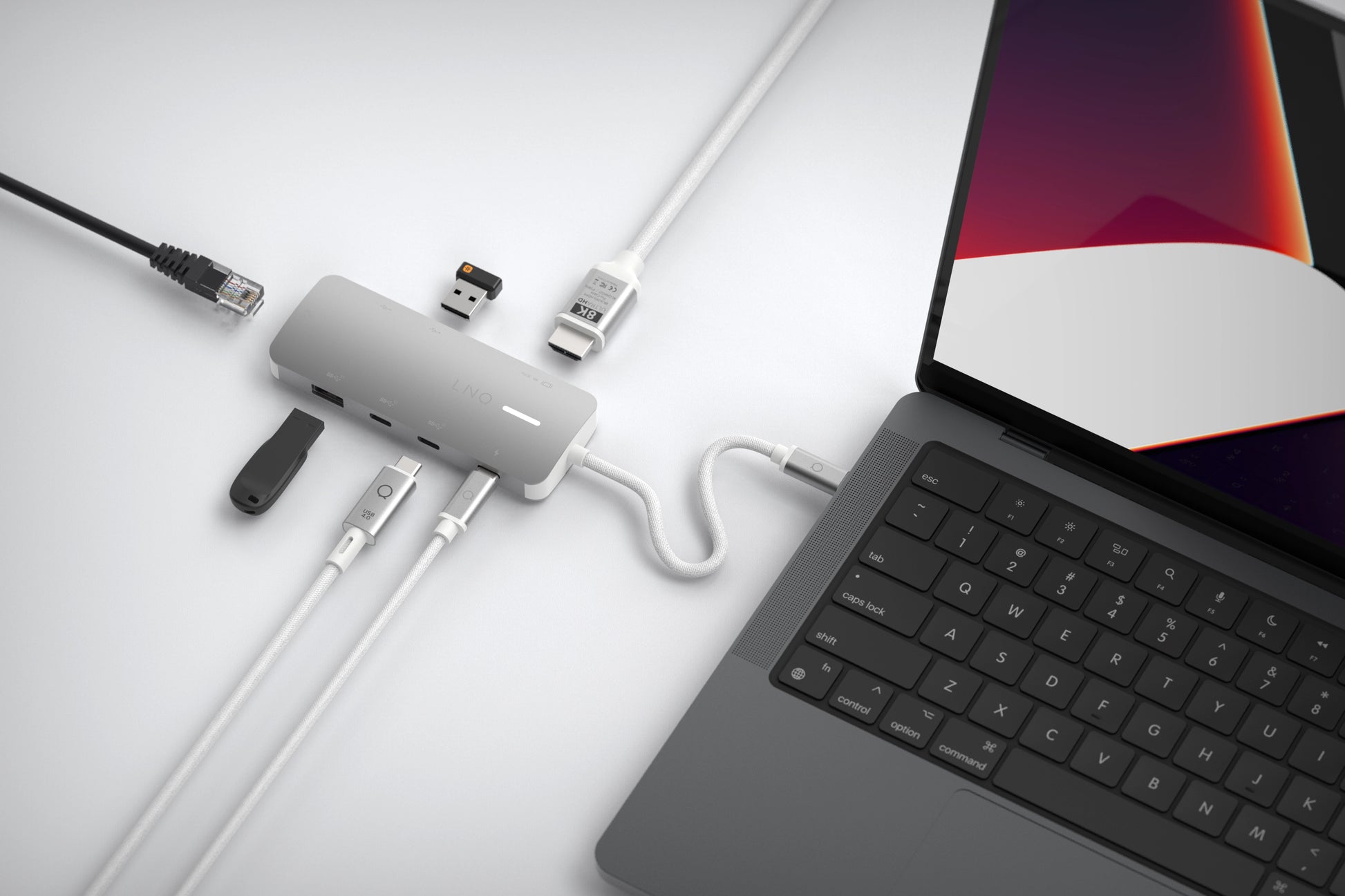 LINQ ProConnect 8in1 Dockingstation – USB-C, 1× HDMI, 3× USB-A, 3× USB-C, 140 W PD, 2,5GbE, für Windows/Mac