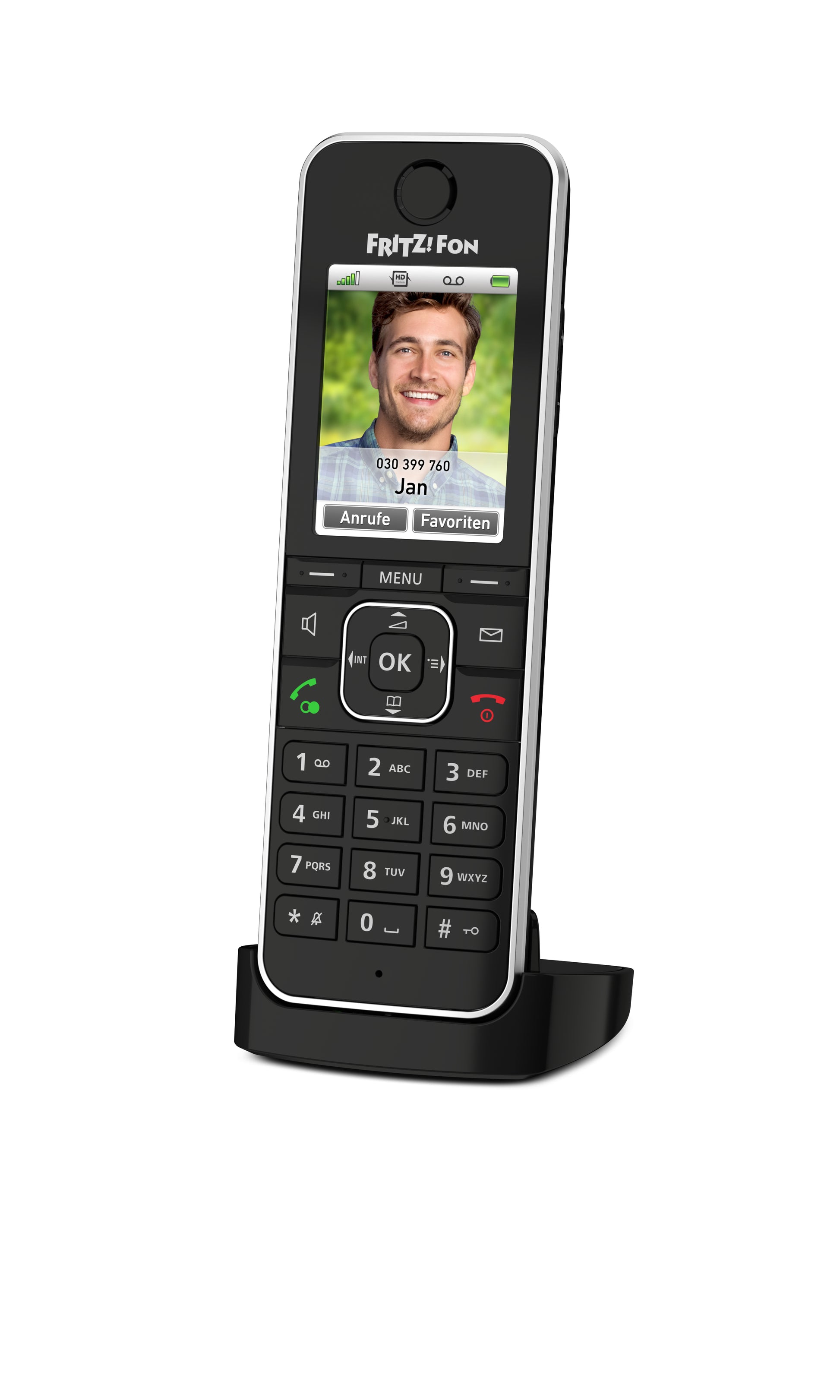 FRITZ! AVM FRITZFon C6 – DECT-Telefon mit Basis, freisprechen, mit AB, für FRITZBox/DECT-Basisstation, schwarz