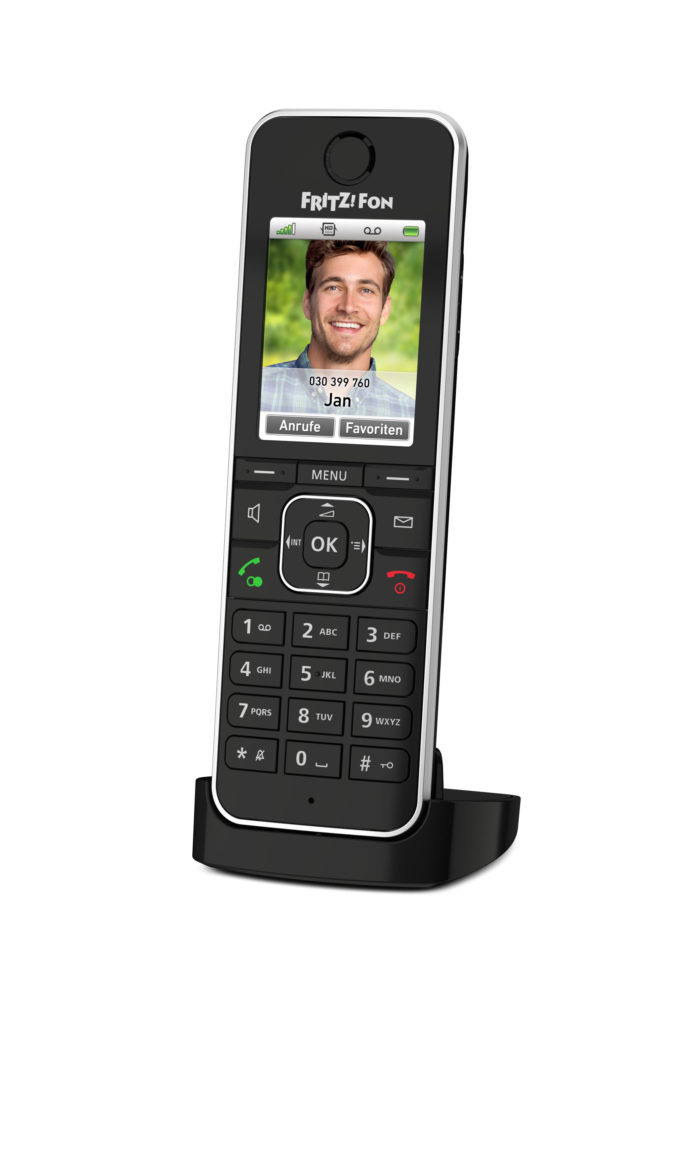 FRITZ! AVM FRITZFon C6 – DECT-Telefon mit Basis, freisprechen, mit AB, für FRITZBox/DECT-Basisstation, schwarz