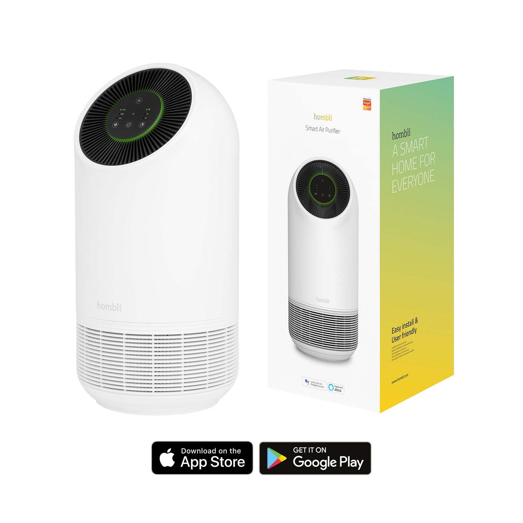 Hombli Smart Luftreiniger – CADR 90 m³/h, bis 25m², WLAN, App-Steuerung, 30 dB