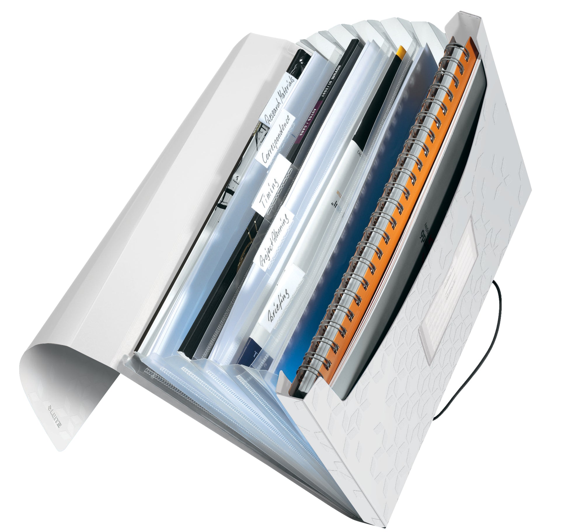 Leitz WOW A4 Fächermappe – 6 Fächer, Gummiband, Polypropylen (PP), Weiss, bis 250 Blatt