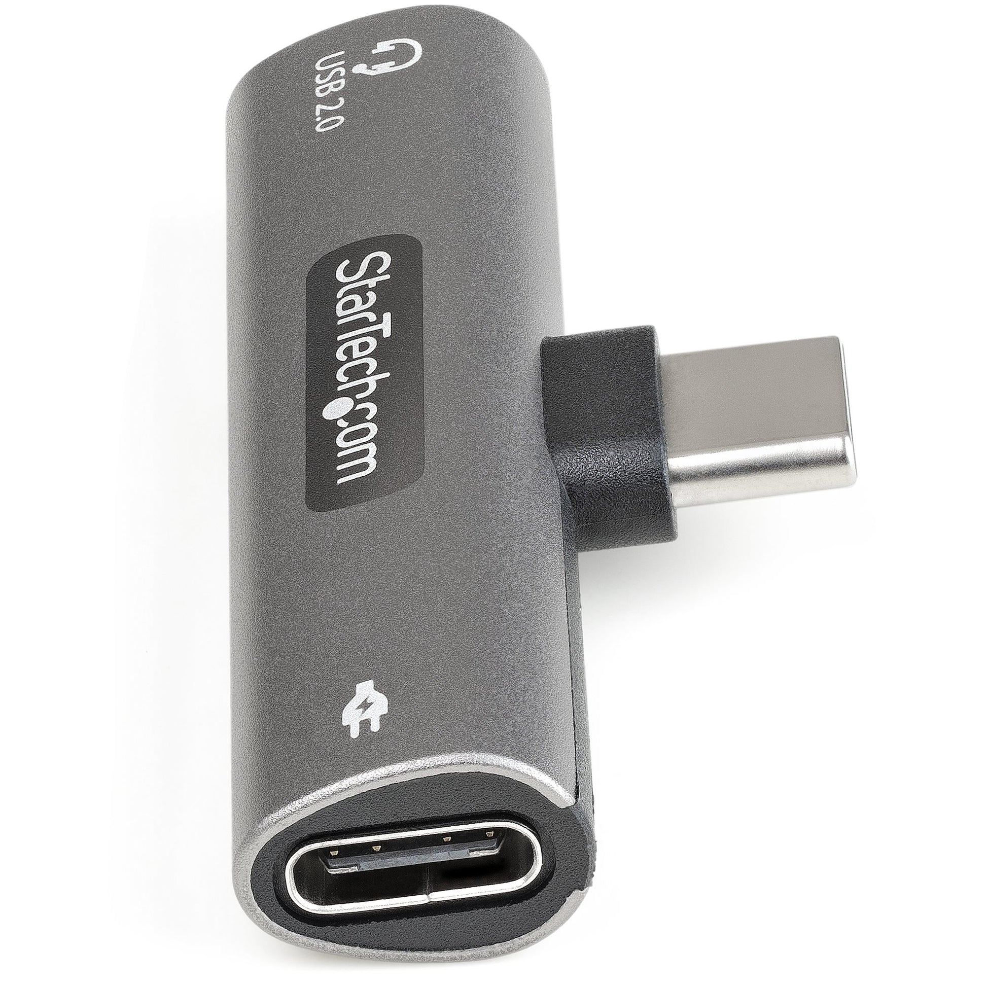 StarTech.com USB-C-zu-USB-C-Adapter (Audio + 60 W PD) – USB 2.0 – für USB-C Telefon/Tablet/Laptop – Silber
