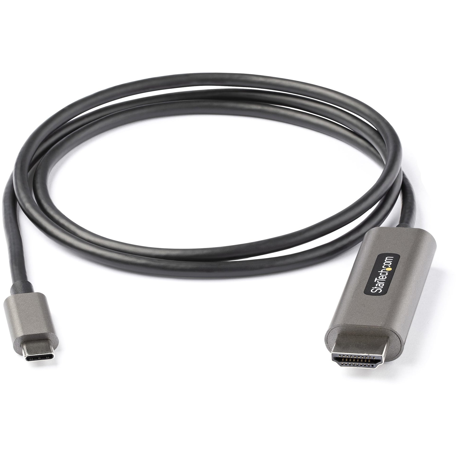 StarTech.com USB-C auf HDMI Kabel HDMI 2.0 4K 60 Hz – 1 m – aktiv, HDR – Schwarz/Silber