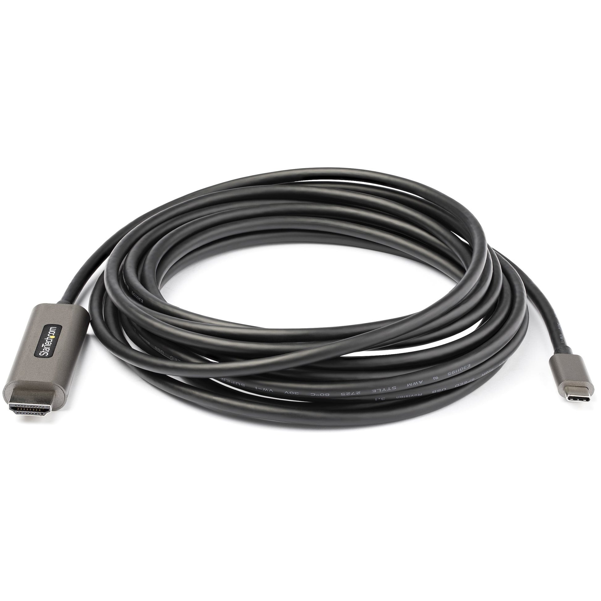 StarTech.com USB-C auf HDMI Kabel HDMI 2.0 – 4K 60 Hz – 5 m – aktiv, HDR – Schwarz/Silber