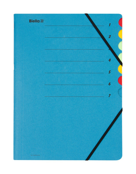 Biella Sammelmappe für A4, Karton, Blau, mit Gummizug