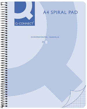 Connect Spiralblock A5, kariert 5 mm, Spiralbindung, 80 Blatt, 6-fach gelocht, perforiert, 70 g/m² – Blau