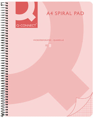 Connect Spiralheft, A5, kariert, Spiralbindung, 160 Seiten, mikroperforiert, 6-fach gelocht, 70 g/m² – pink