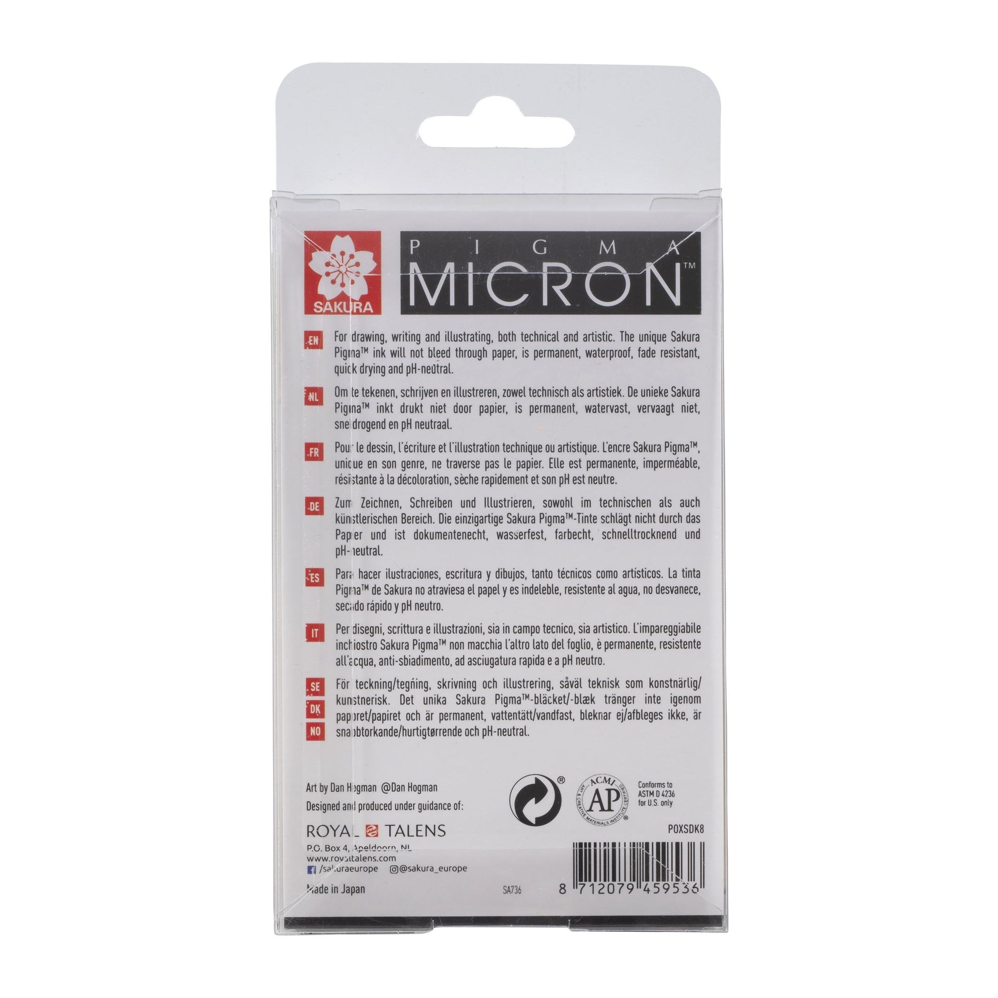 Sakura Pigma Micron Fineliner – 8er-Set – Schwarz – Wasserfest