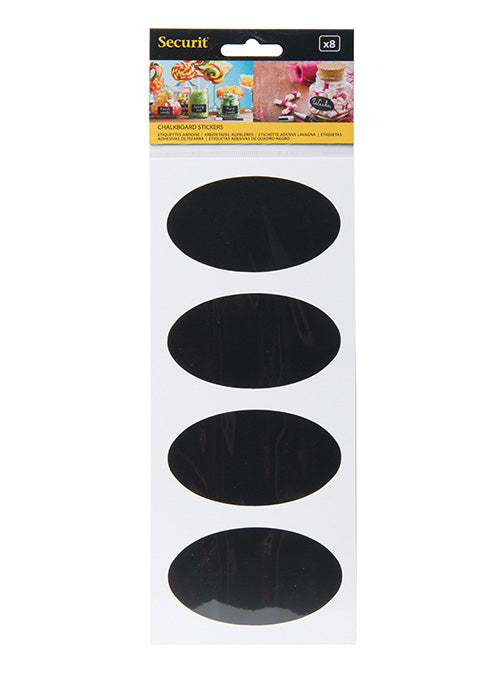 Securit Tafelfolie/Kreidefolie Oval – 85 × 50 mm – Polyvinylchlorid (PVC), Schwarz – Selbstklebend