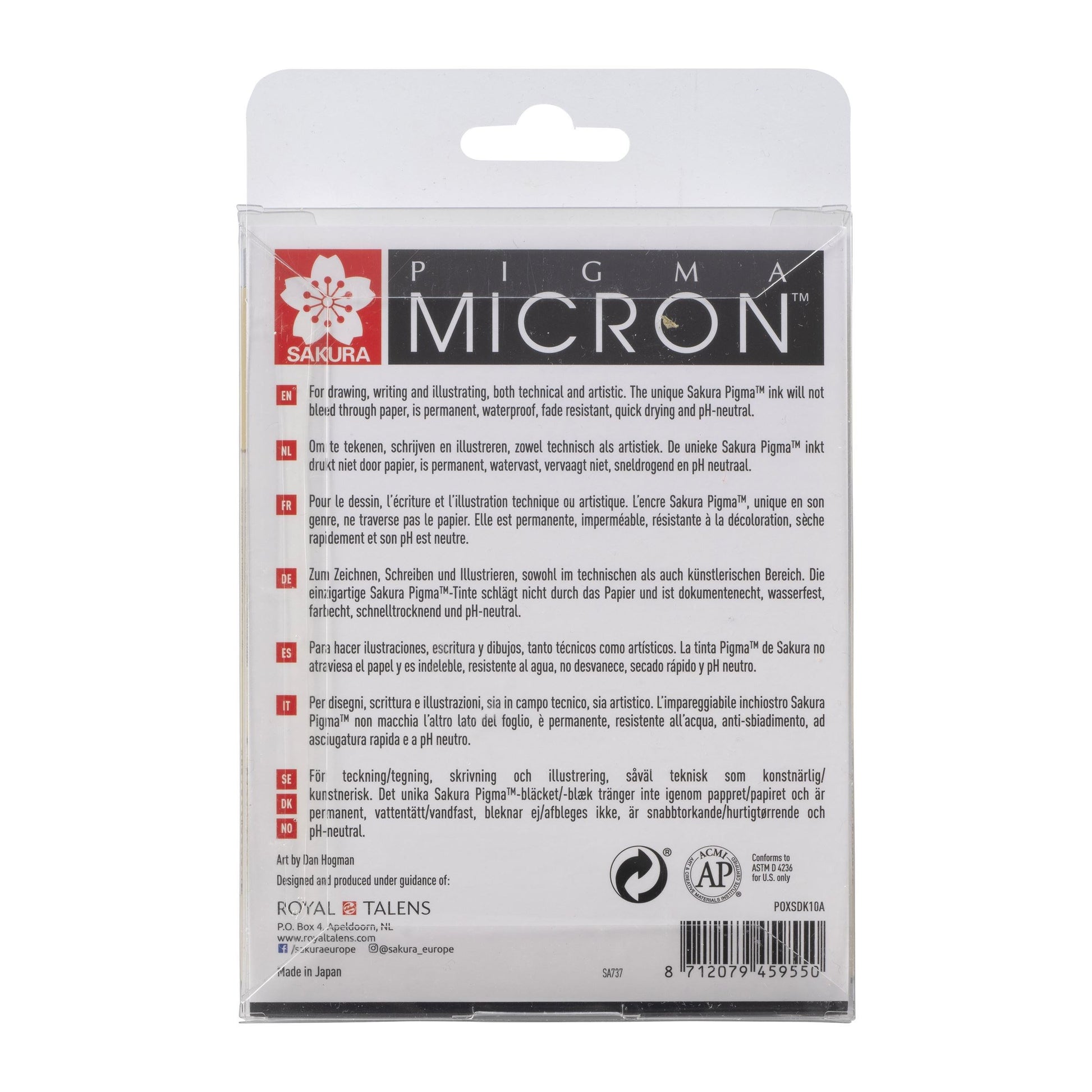 Sakura Pigma Micron Fineliner – 10er-Set – schwarz – wasserfest