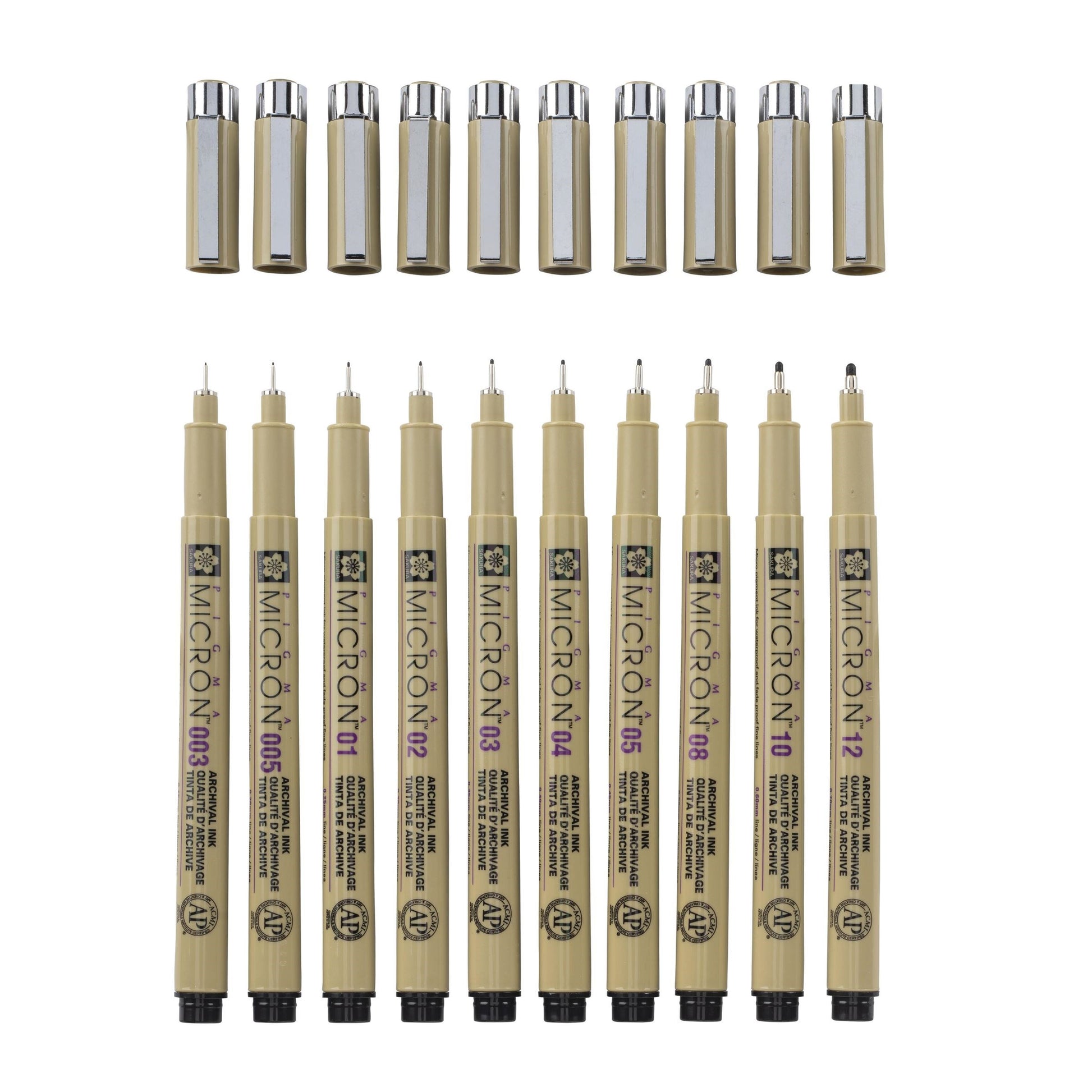 Sakura Pigma Micron Fineliner – 10er-Set – schwarz – wasserfest
