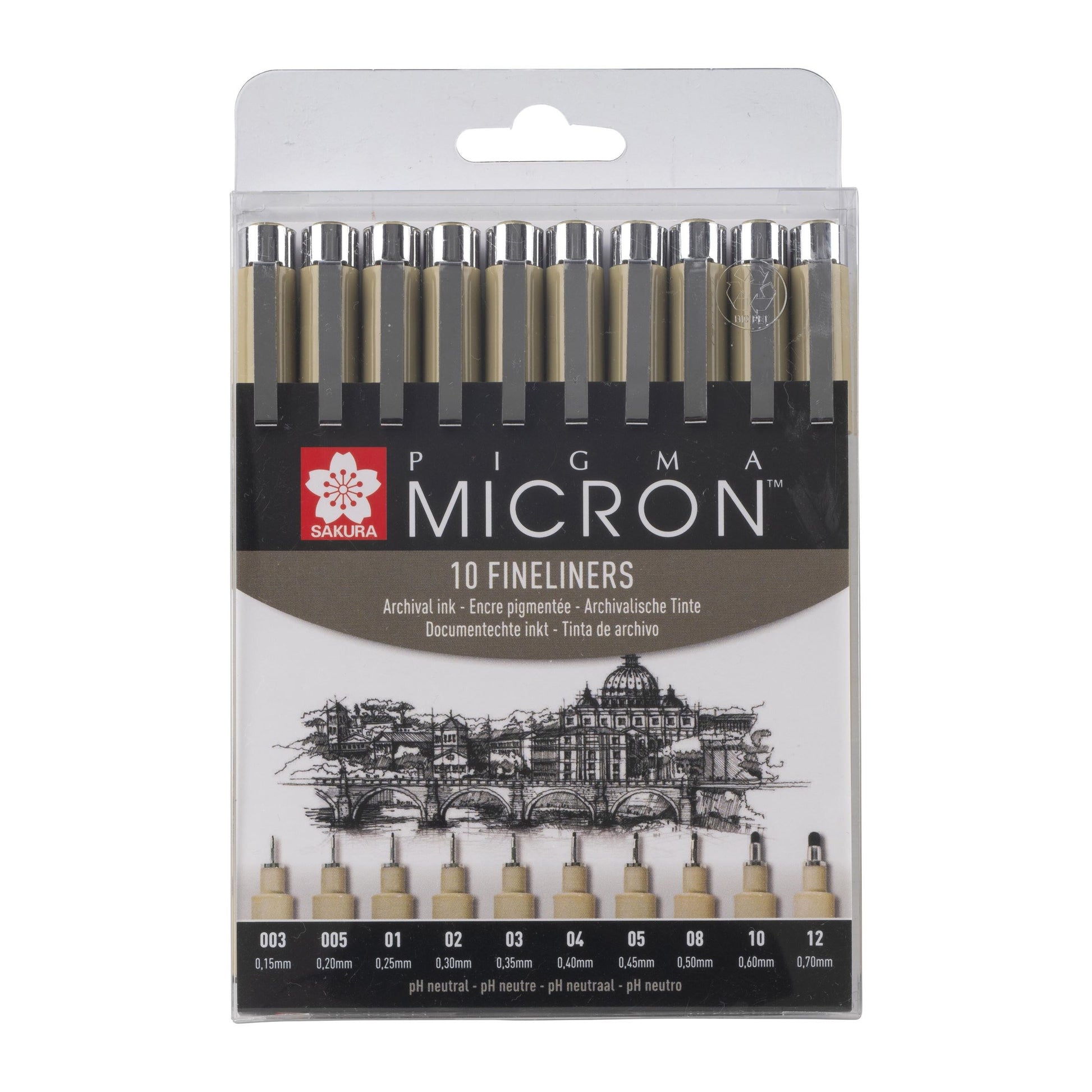 Sakura Pigma Micron Fineliner – 10er-Set – schwarz – wasserfest