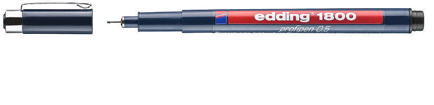 Edding 1800 Fineliner 0,5 mm – schwarz – wasserfest, dokumentenecht