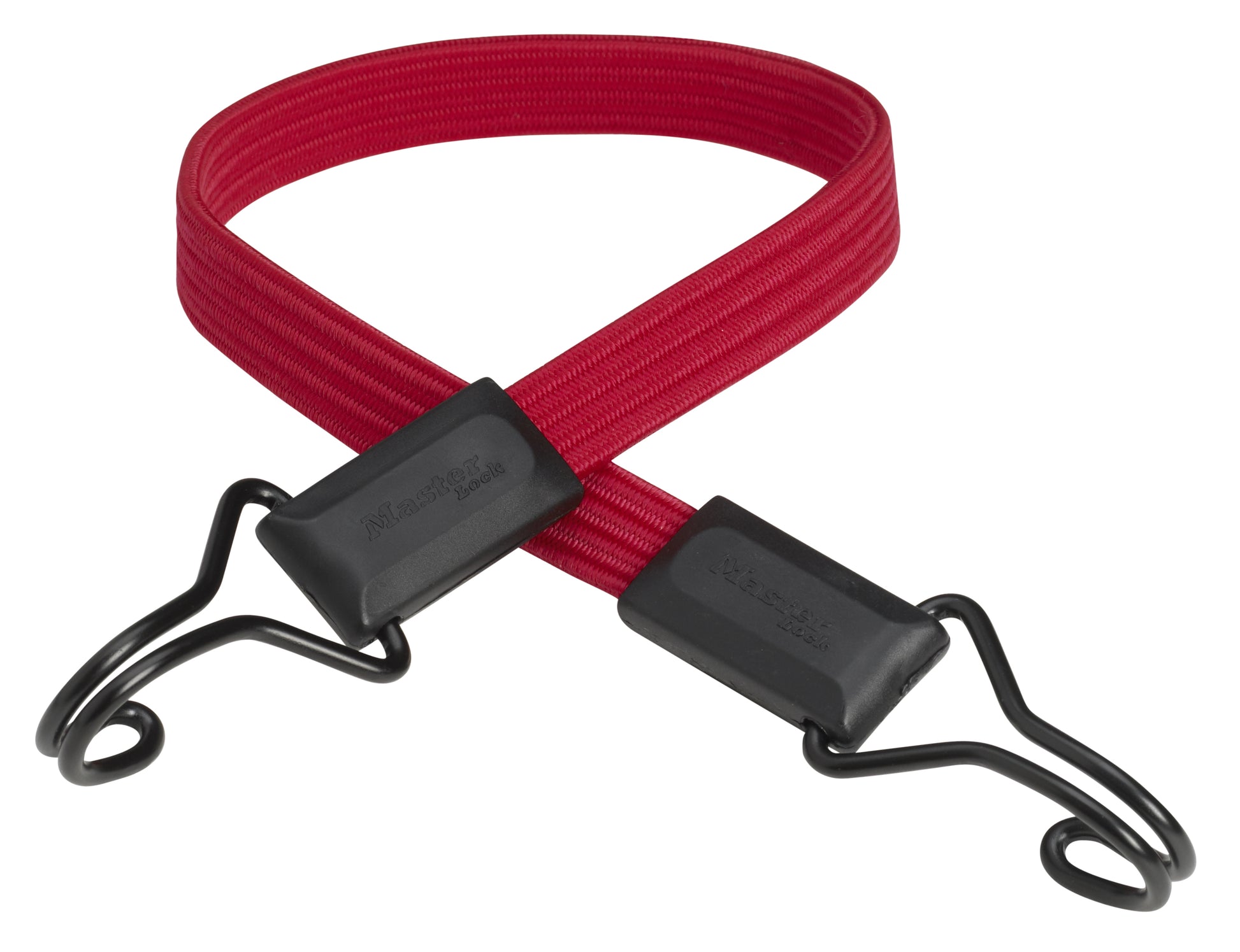 MASTER LOCK Masterlock – Gummi-Spannseil 600 × 18 mm, Gummi, Rot, Flach mit Doppelhaken, Zurrkraft 40 kg
