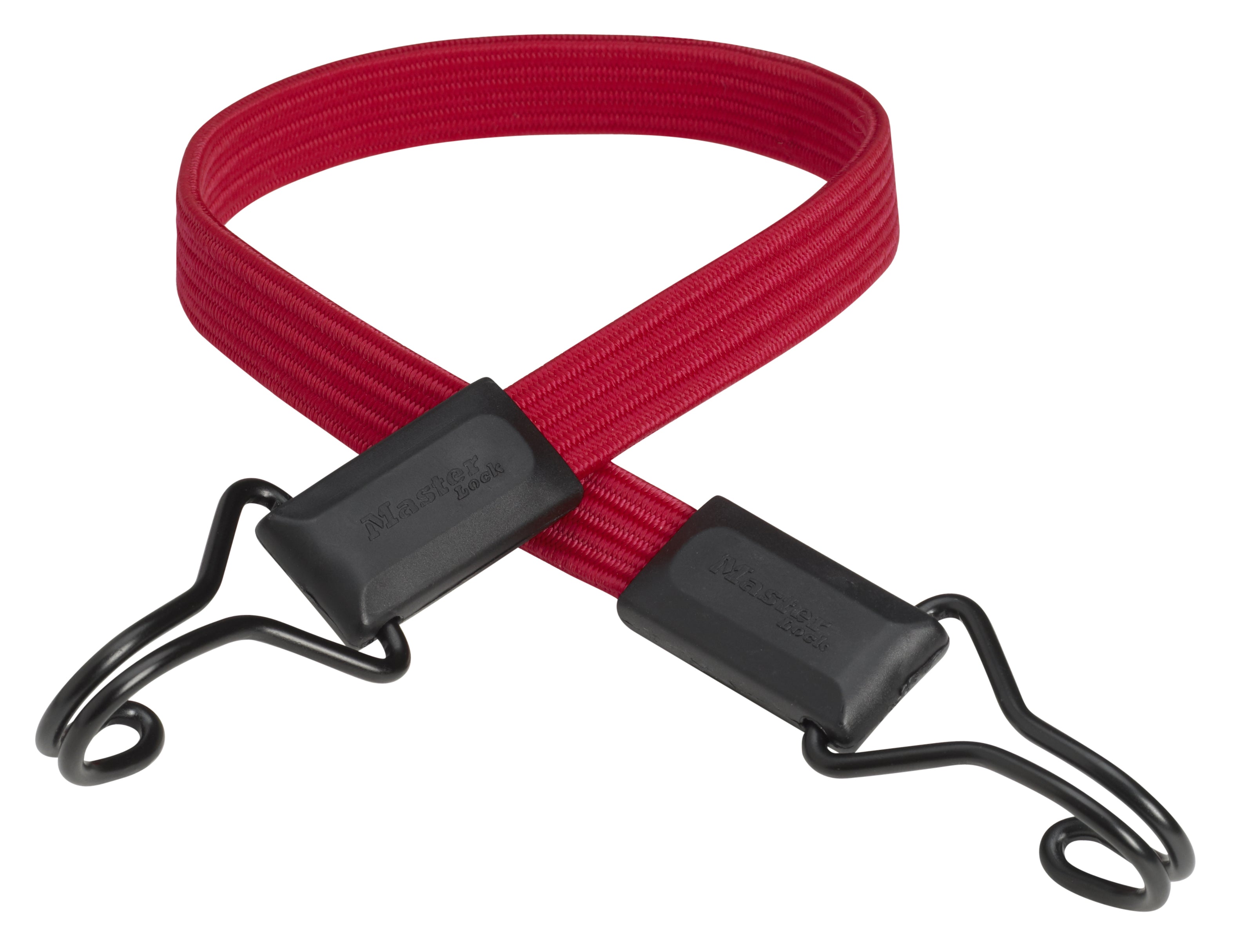 MASTER LOCK Masterlock – Gummi-Spannseil 600 × 18 mm, Gummi, Rot, Flach mit Doppelhaken, Zurrkraft 40 kg