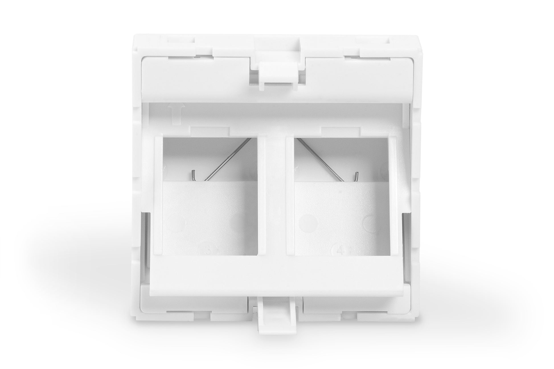 Digitus Keystone-Modul RJ45 Frontplatte, 2-Port, abgewinkelt, 45×45×38,6 mm – für Rahmen DN-93802-5-SH – Weiss