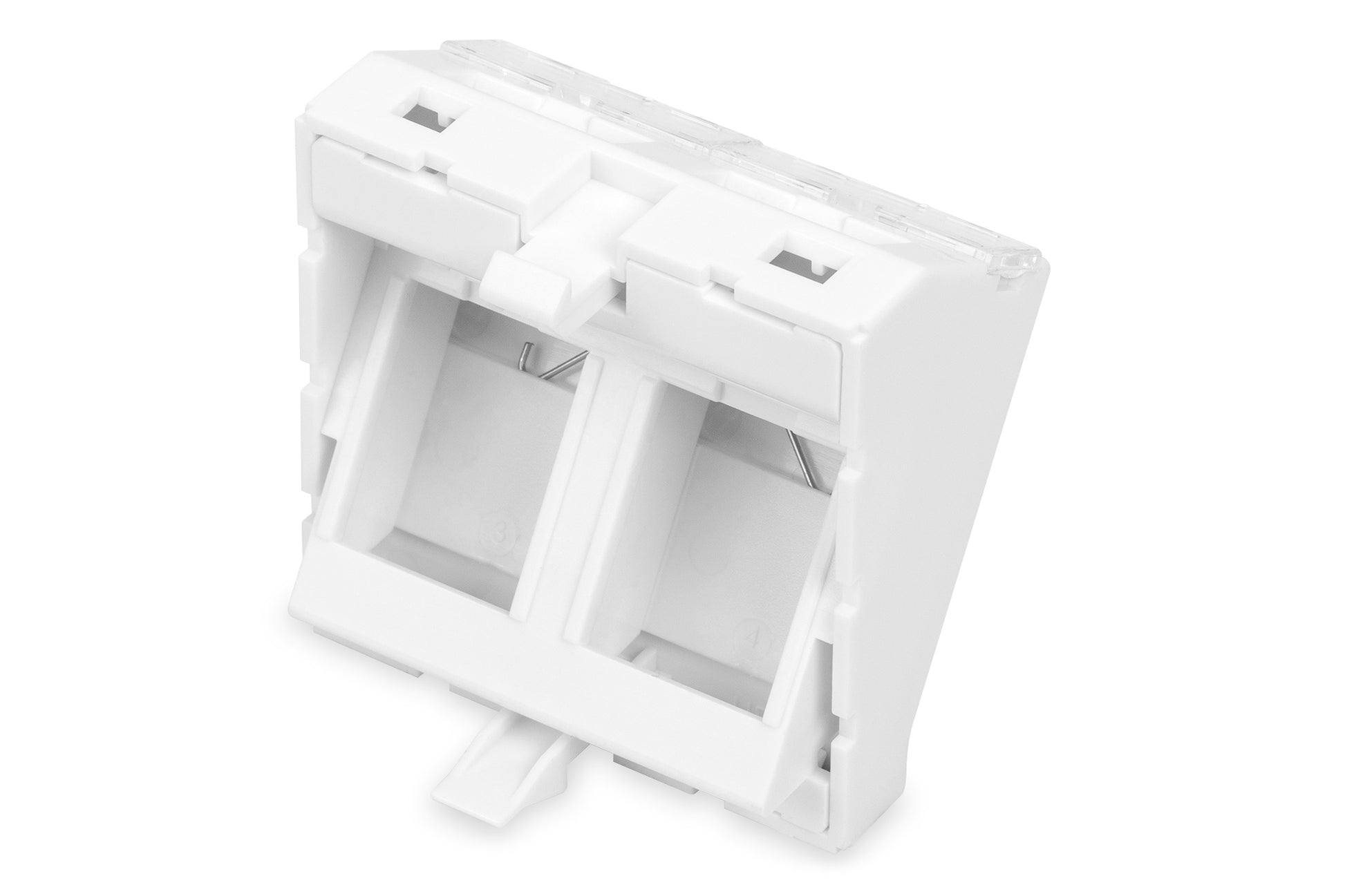 Digitus Keystone-Modul RJ45 Frontplatte, 2-Port, abgewinkelt, 45×45×38,6 mm – für Rahmen DN-93802-5-SH – Weiss