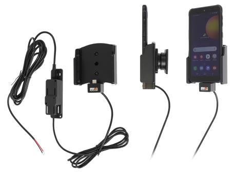 Brodit Kfz-Ladehalterung – Lüftungsschlitz, USB-A ×2 (QC 3.0 + 2,4 A) – für Galaxy XCover 5 – Schwarz