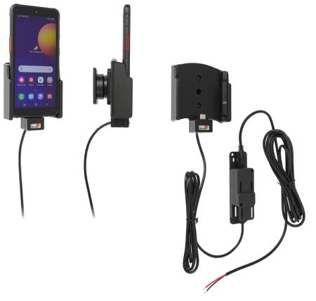 Brodit Kfz-Ladehalterung – Lüftungsschlitz, USB-A ×2 (QC 3.0 + 2,4 A) – für Galaxy XCover 5 – Schwarz