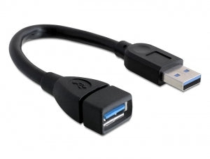 DeLOCK USB-A Verlängerungskabel (Stecker auf Buchse) – USB 3.2 Gen 1 (5 Gbit/s) – 0,15 m – Schwarz