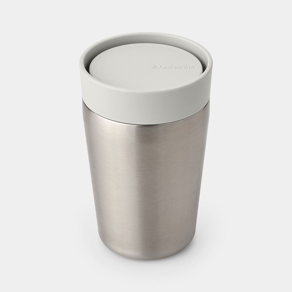 Brabantia Make & Take Thermobecher 200 ml – Doppelwandig 3 h heiss/6 h kalt, Schraubdeckel, Edelstahl