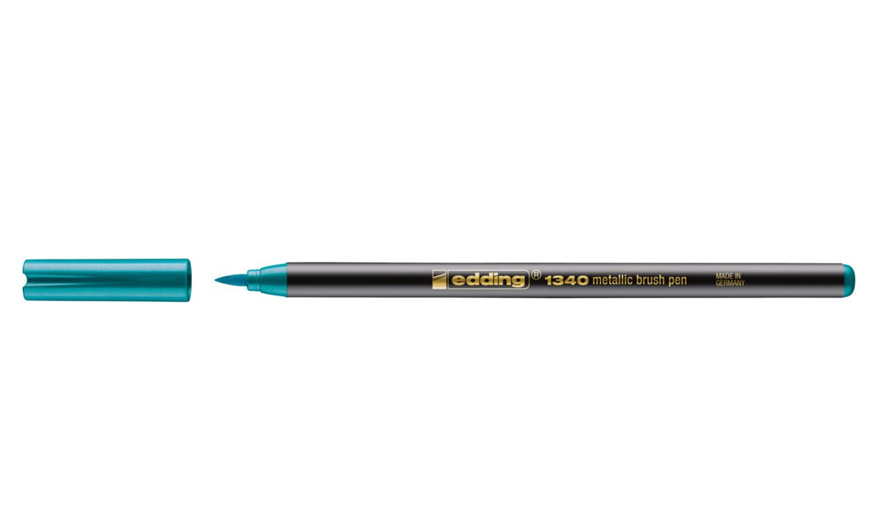 Edding 1340 Brushpen Metallic – Pinselspitze, 1–3 mm, wasserbasiert, grün