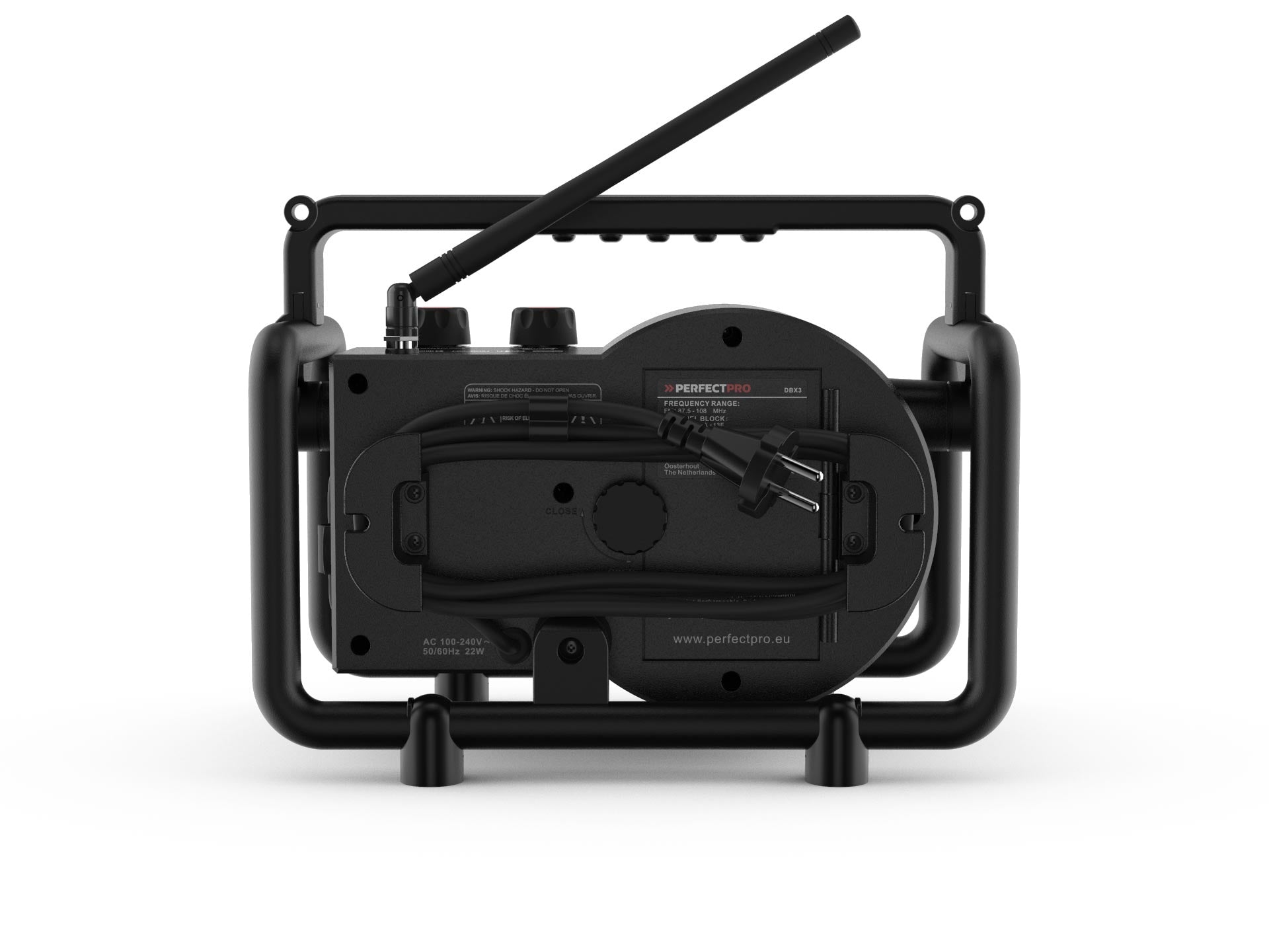Perfectpro DABBOX – Baustellenradio – DAB+, UKW, Bluetooth, IP54, Akkubetrieb – Schwarz