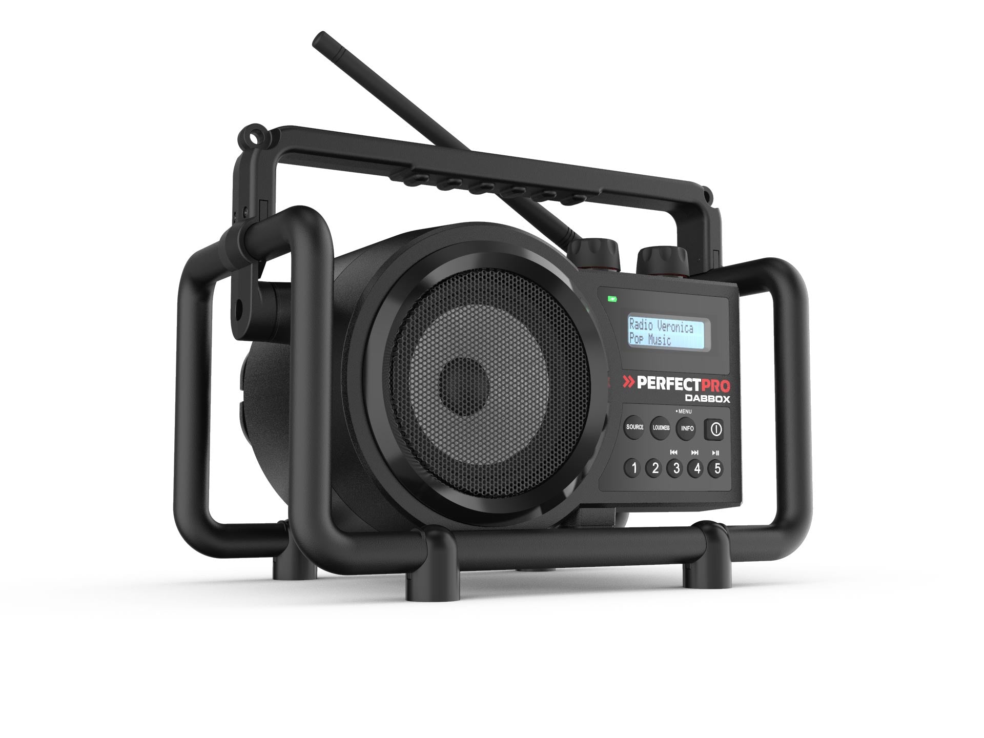 Perfectpro DABBOX – Baustellenradio – DAB+, UKW, Bluetooth, IP54, Akkubetrieb – Schwarz