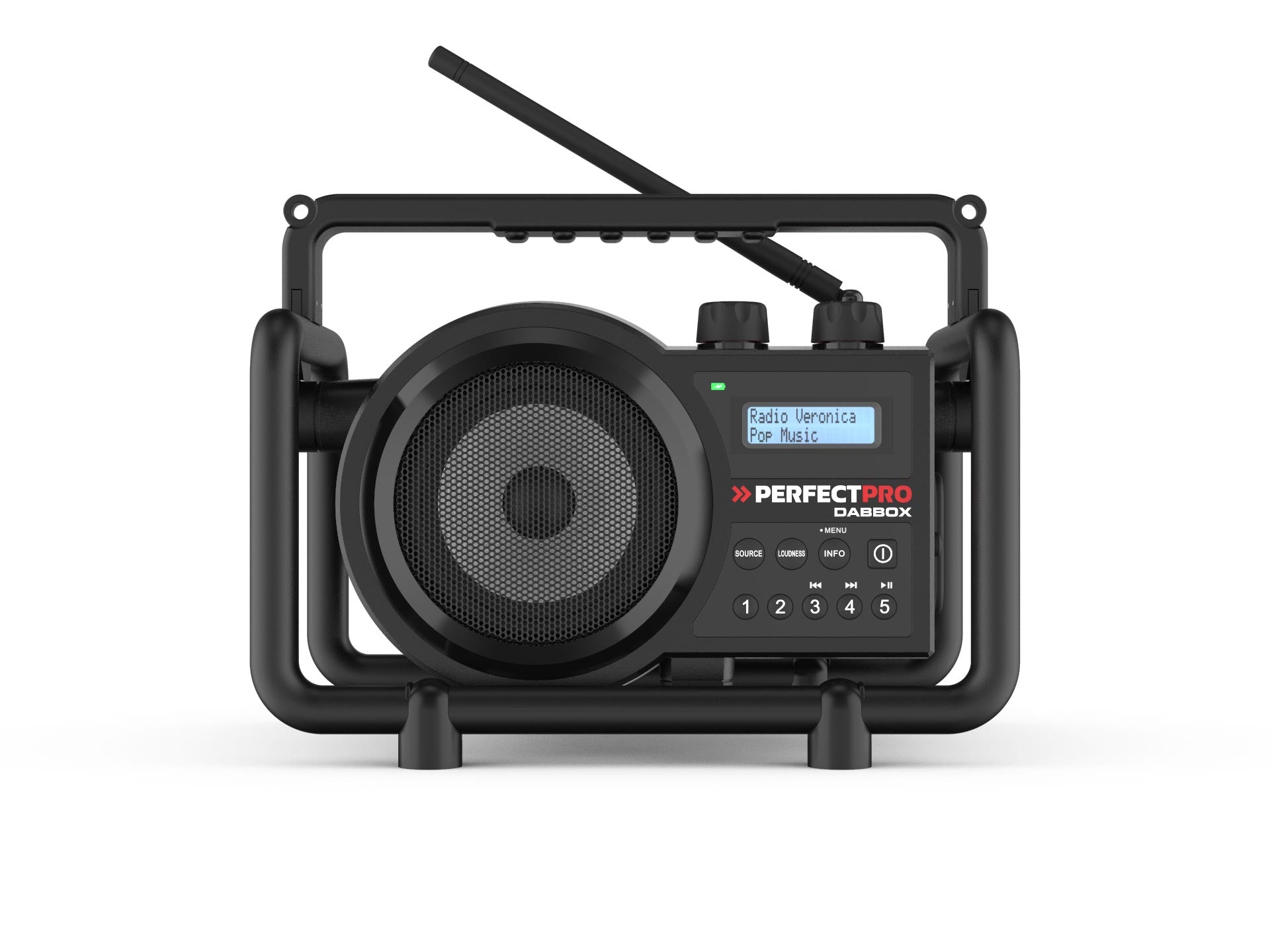 Perfectpro DABBOX – Baustellenradio – DAB+, UKW, Bluetooth, IP54, Akkubetrieb – Schwarz