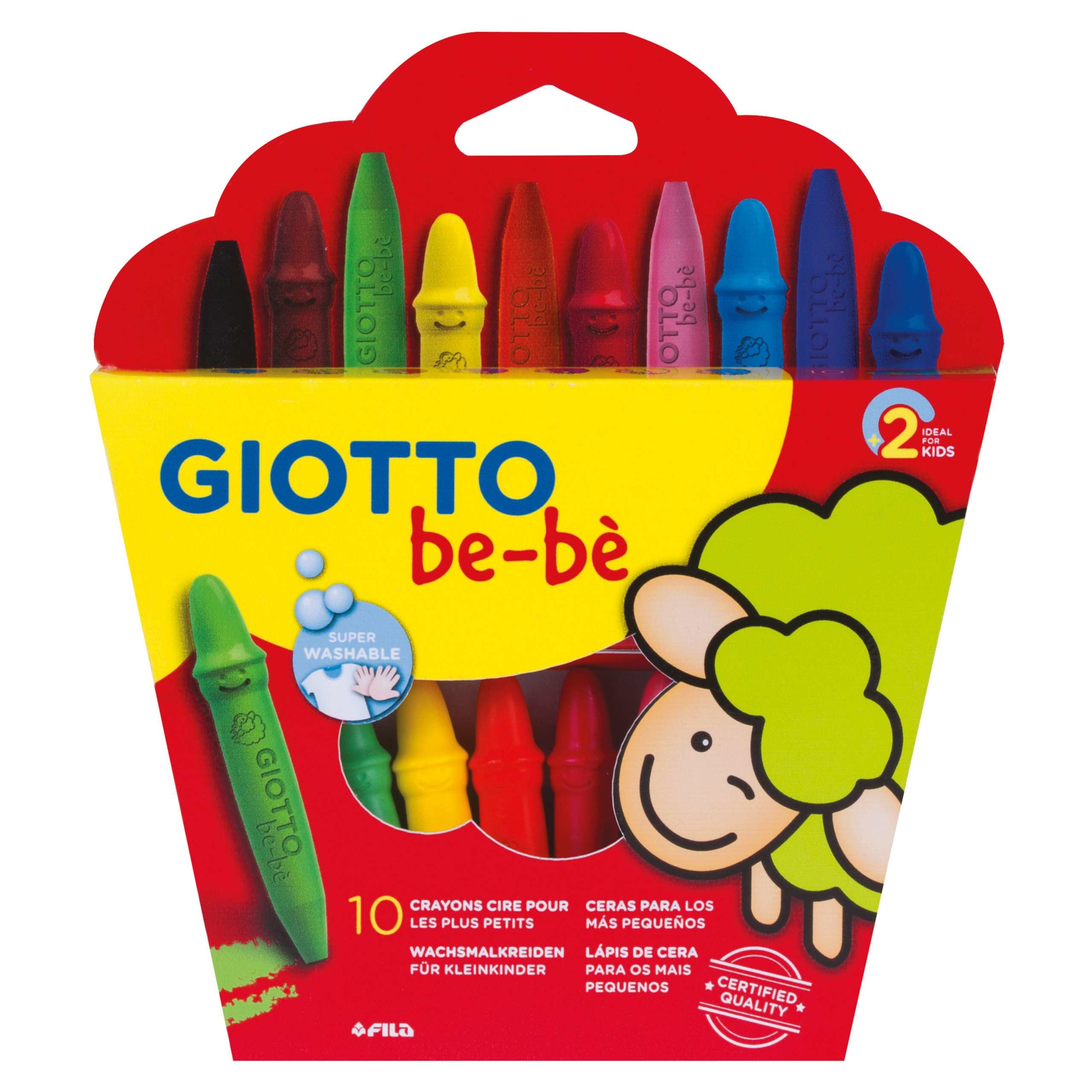 Giotto Wachsmalkreiden – 8 Farben, waschbar, Karton