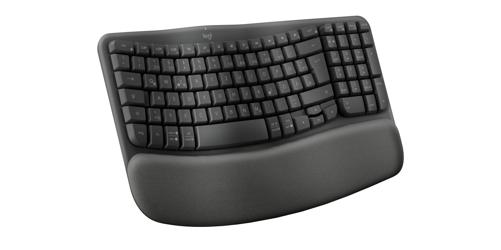 Logitech Wave Keys für Business – Tastatur, kabellos (Bluetooth/2,4 GHz), DE-Layout (DE), Graphit