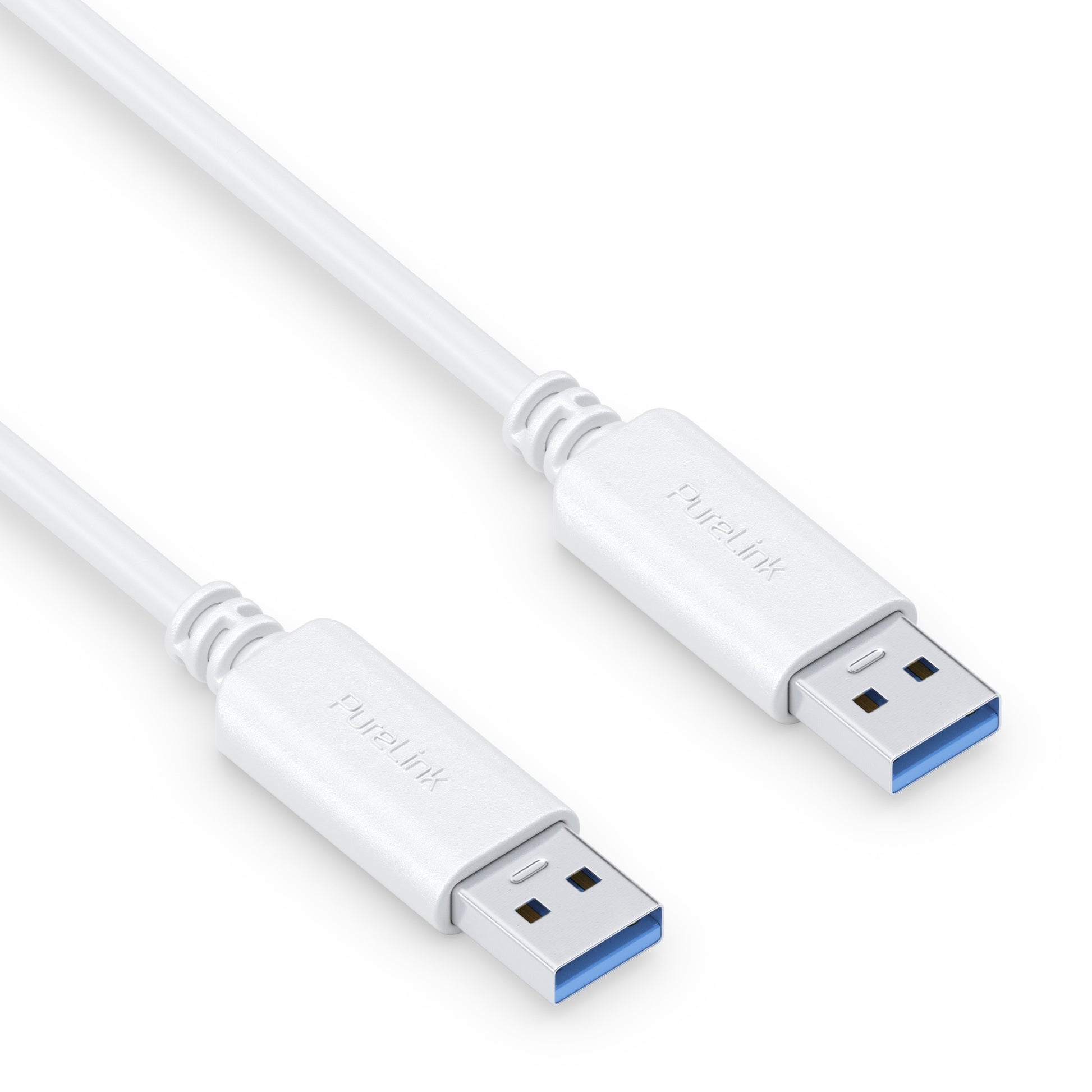 PureLink USB-A auf USB-A Kabel – USB 3.2 Gen 1 (5 Gbit/s) – 0,5 m – PVC-Mantel, Goldstecker – Weiss
