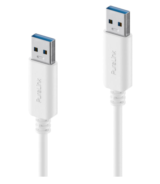 PureLink USB-A auf USB-A Kabel – USB 3.2 Gen 1 (5 Gbit/s) – 1 m – Goldstecker, PVC-Mantel – Weiss