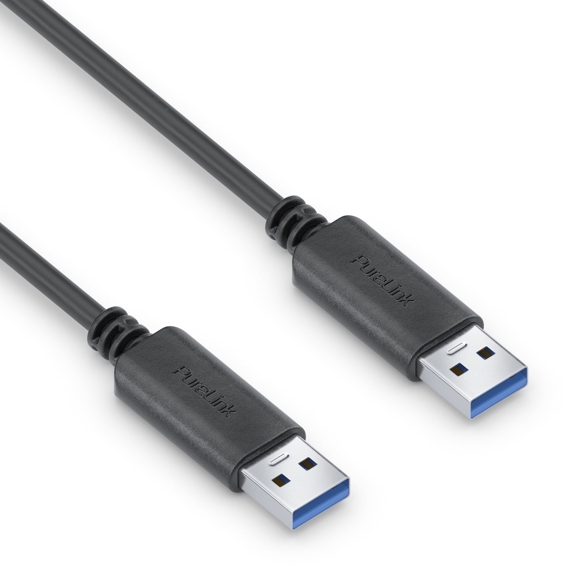 PureLink USB-Kabel – USB-A auf USB-A – USB 3.2 Gen 2 (10 Gbit/s) – 0,5 m – PD 15 W – Goldstecker – Schwarz