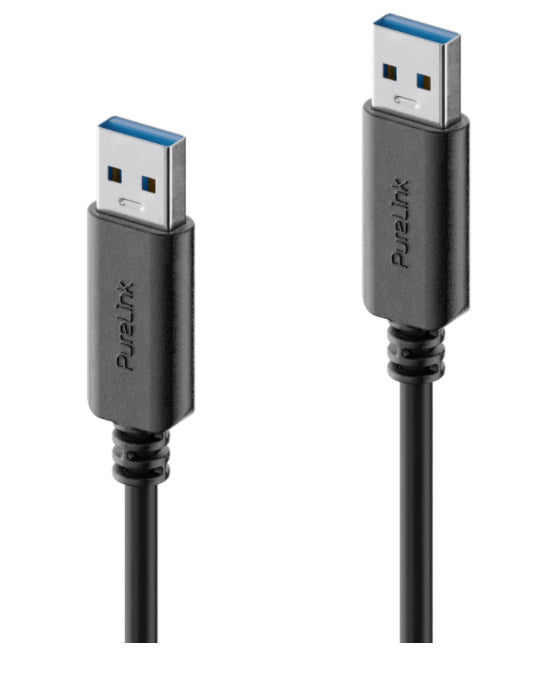 PureLink USB-Kabel – USB-A auf USB-A Kabel – USB 3.2 Gen 1 (5 Gbit/s) – 1,5 m – PVC, Goldstecker – Schwarz