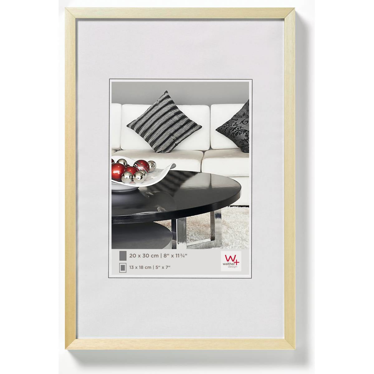 Walther Wechselrahmen, Kunststoff, Gold, 29,7 × 42 cm, mit Aufhänger – eco:plus